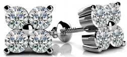 Lab Grown Cluster Stud Diamond Earrings